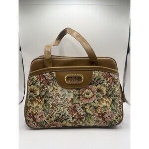 Vintage Ambassador Design Floral Tapestry Shoulder Bag Monogram Top Handle